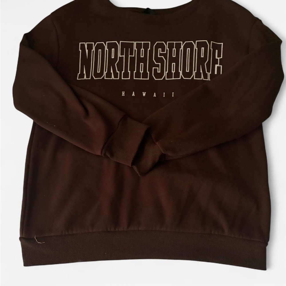 SHEIN North Shore Hawaii Dark Brown Crewneck Sweater